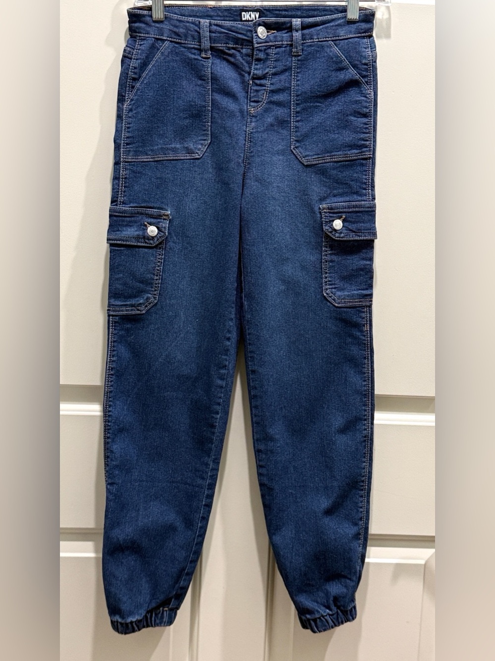 DKNY Girls Blue SZ 14 Streetwear Y2K Skater Grunge Cargo Utility Jogger Jeans